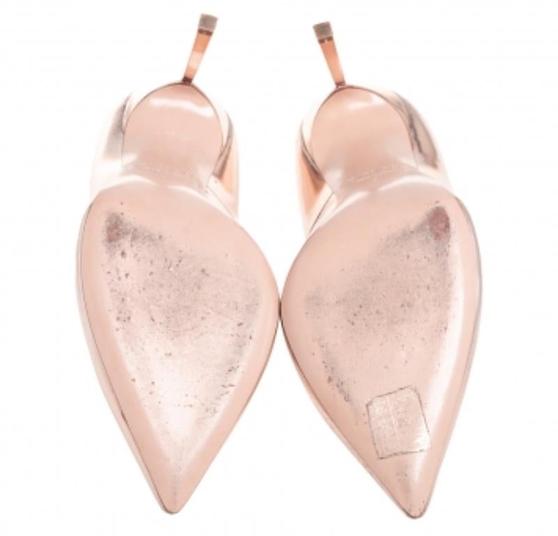 Casadei Rose Gold Leather Blade Pointed Toe Pumps  Size 36 For Sale 3