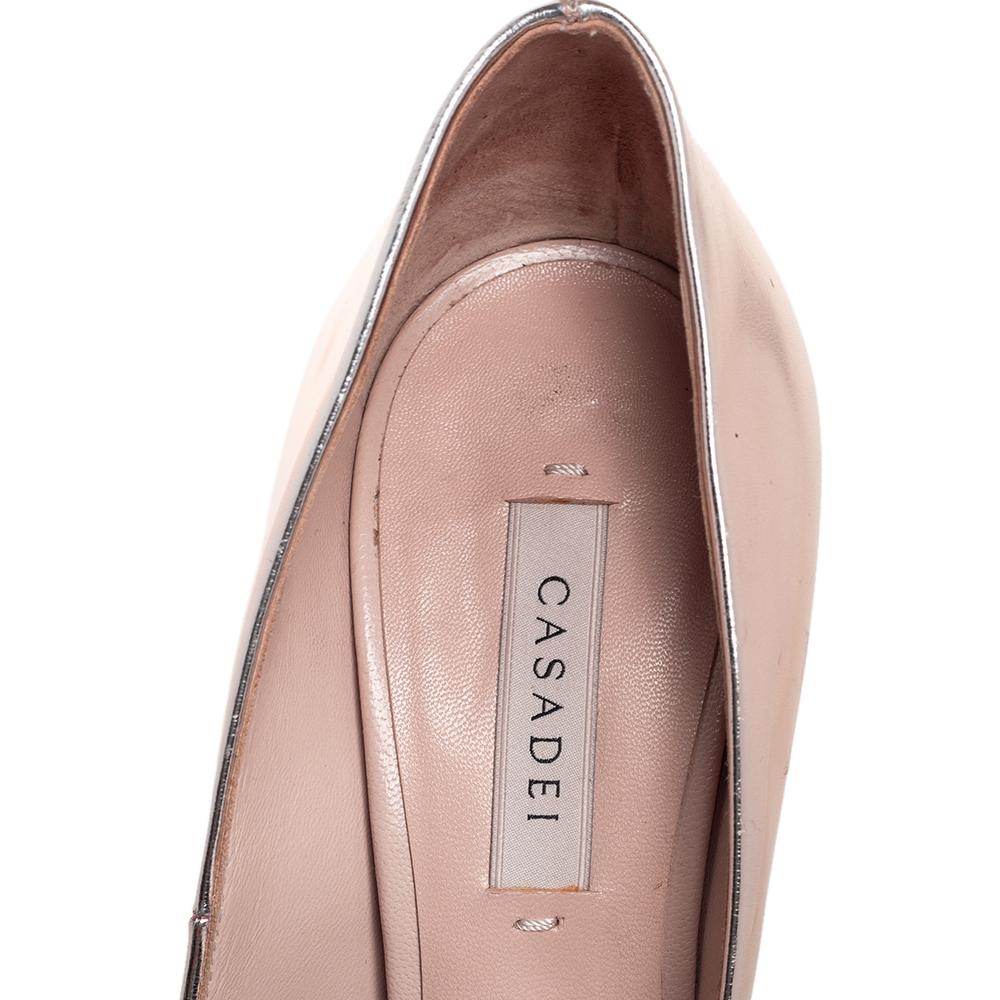 Women's Casadei Rose Gold Leather Blade Pointed Toe Pumps Size 36 For Sale