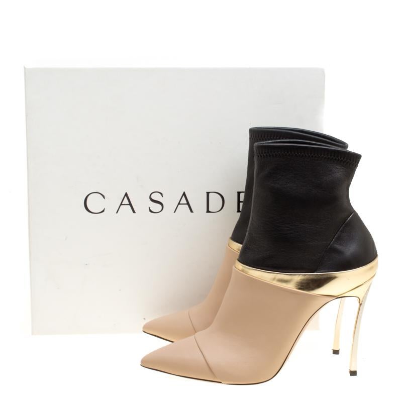 Casadei Tricolor Leather Pointed Toe Ankle Boots Size 37 1