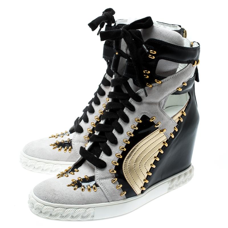 studded wedge sneakers