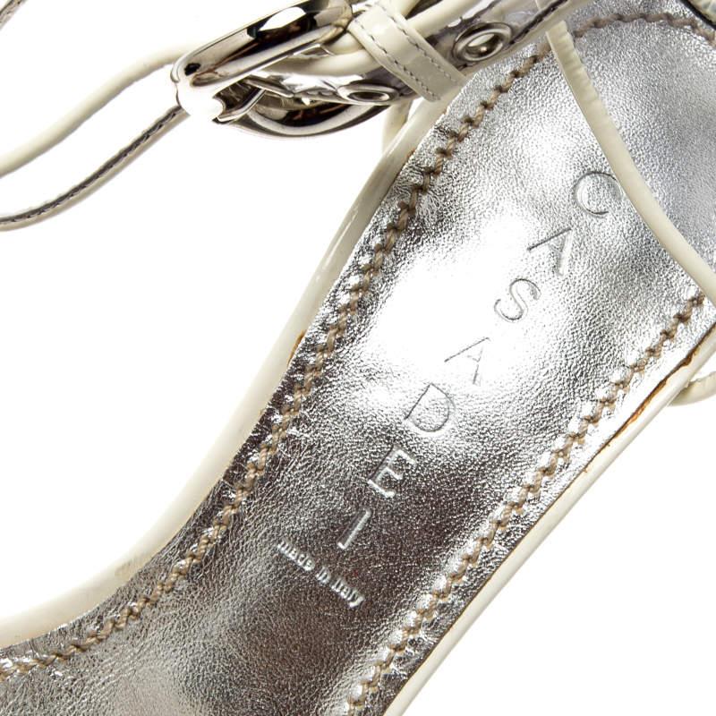 Sandali con cinturino incrociato in pelle e PVC di Casadei Bianco Taglia 39 3