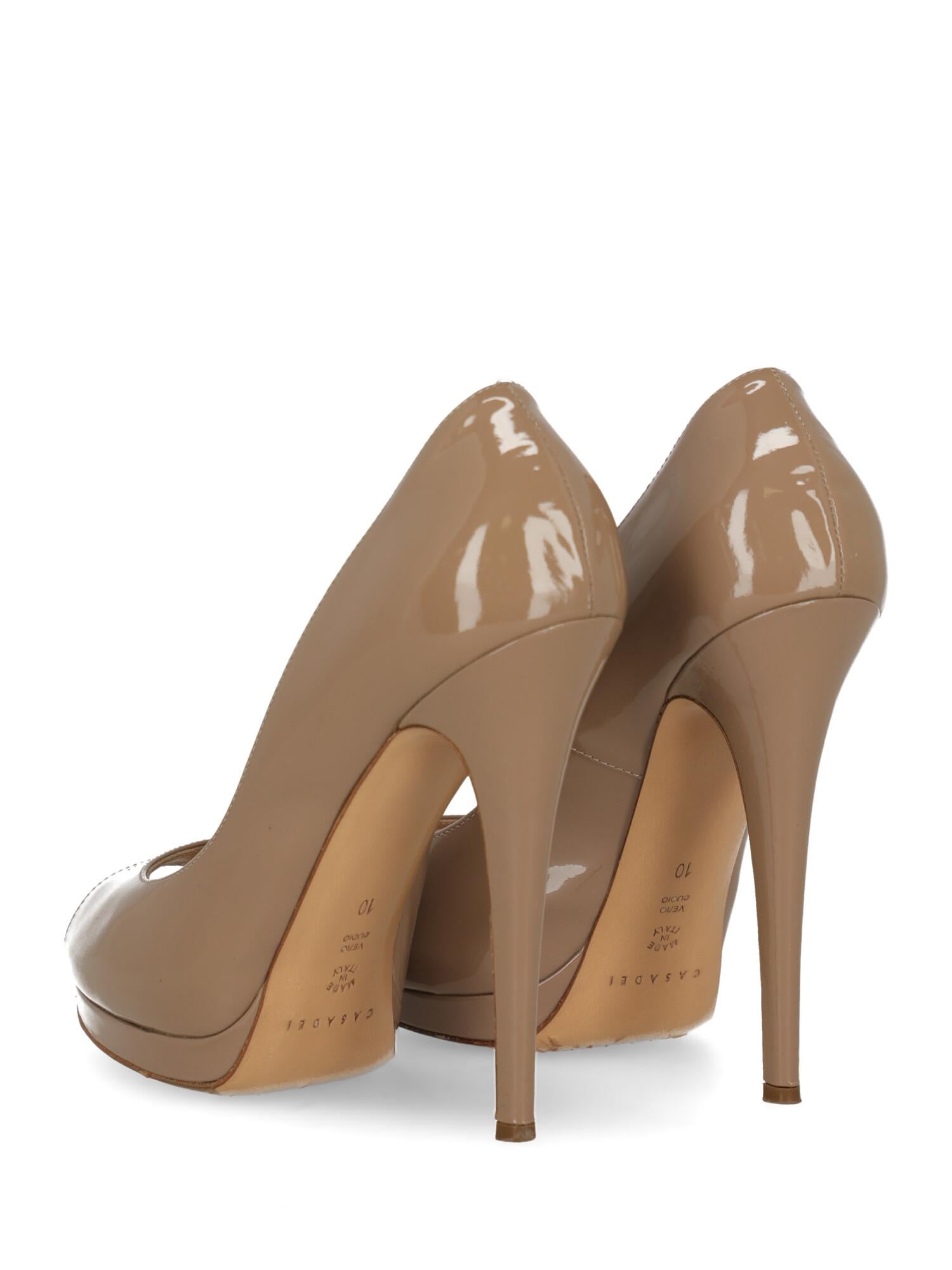 Casadei Woman Pumps Beige Leather US 10 In Good Condition For Sale In Milan, IT