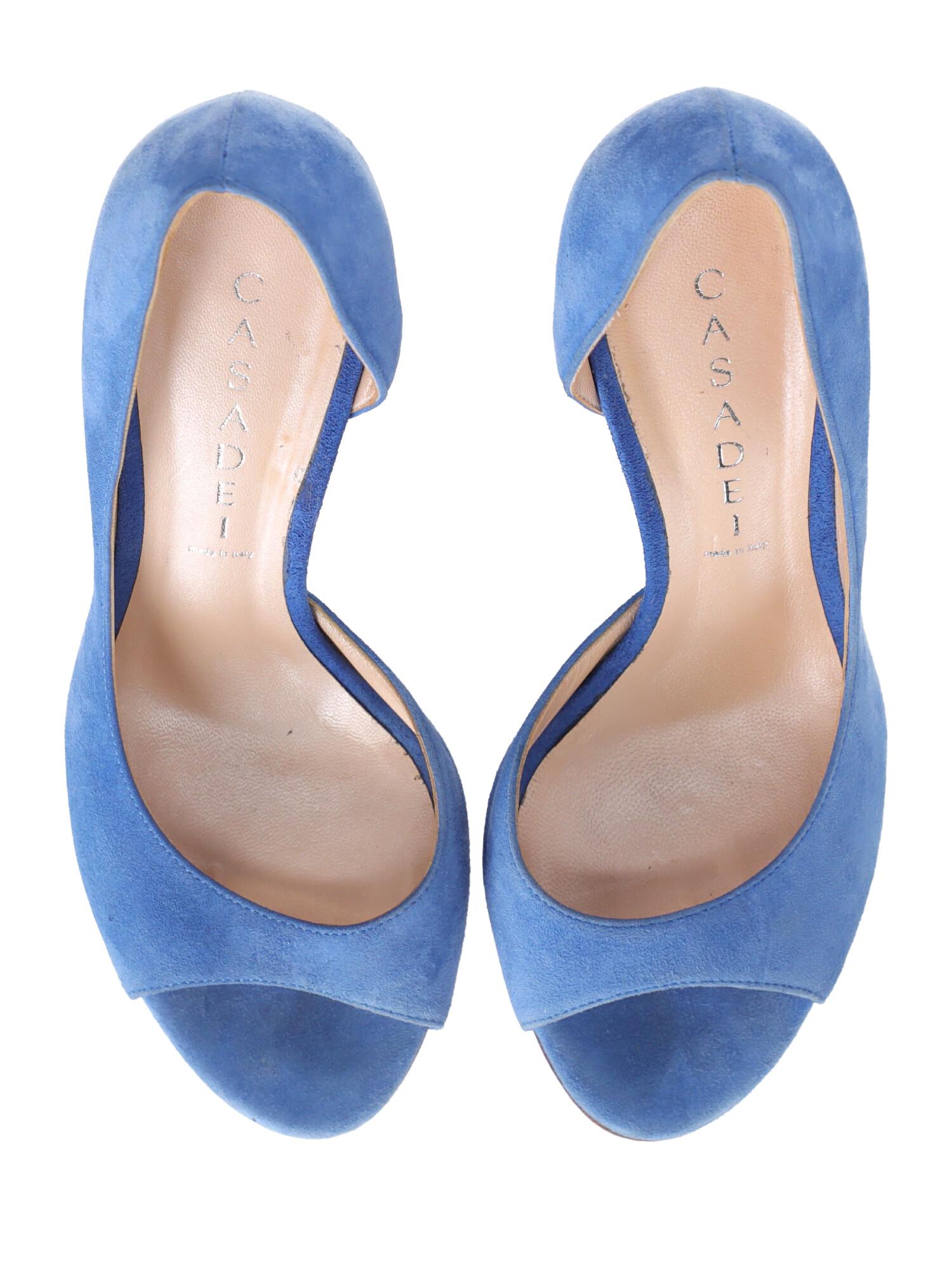 Casadei Woman Pumps Blue Leather US 6 For Sale 1