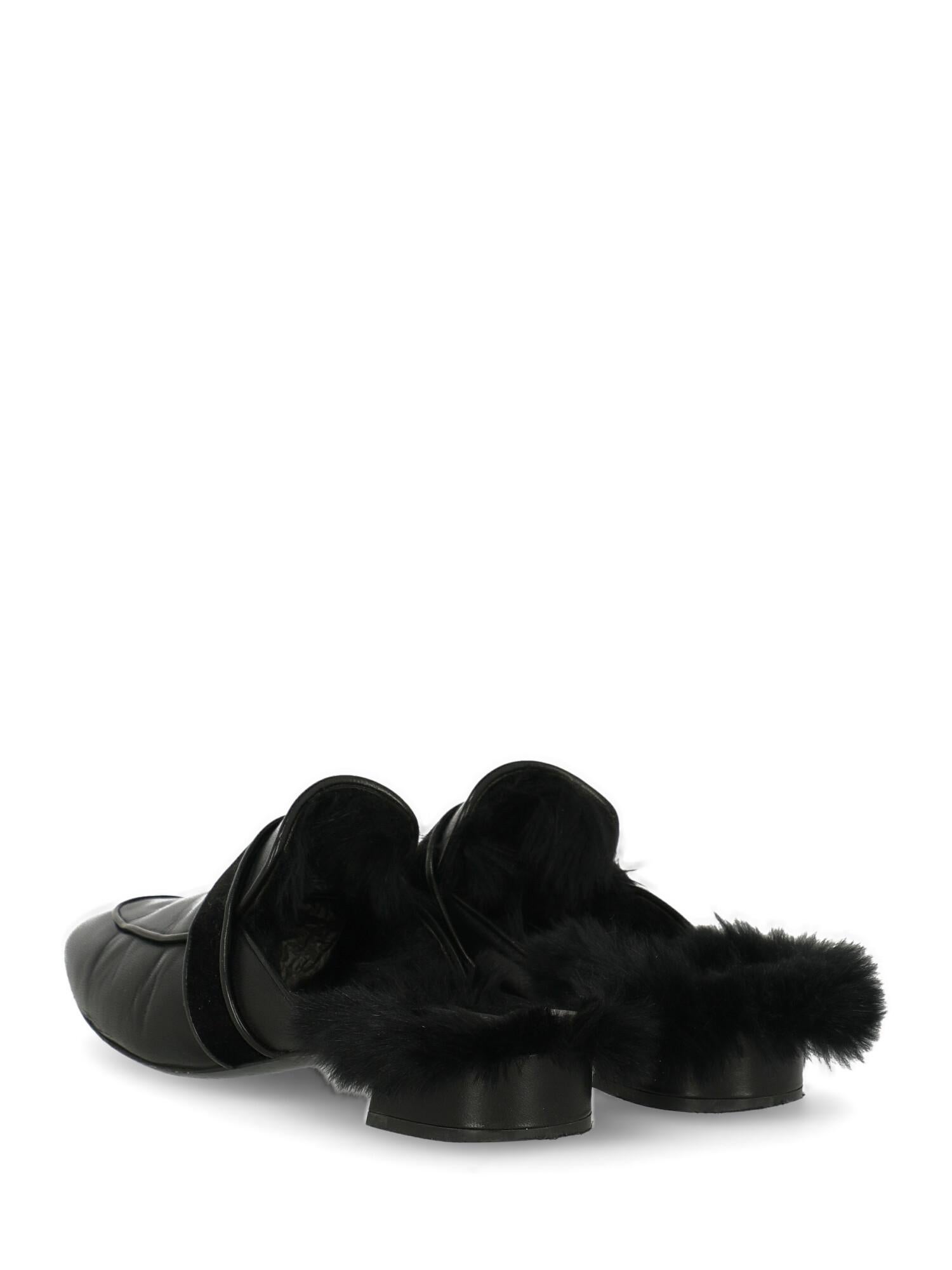 Women's Casadei Woman Slippers Black Leather IT 37.5 For Sale