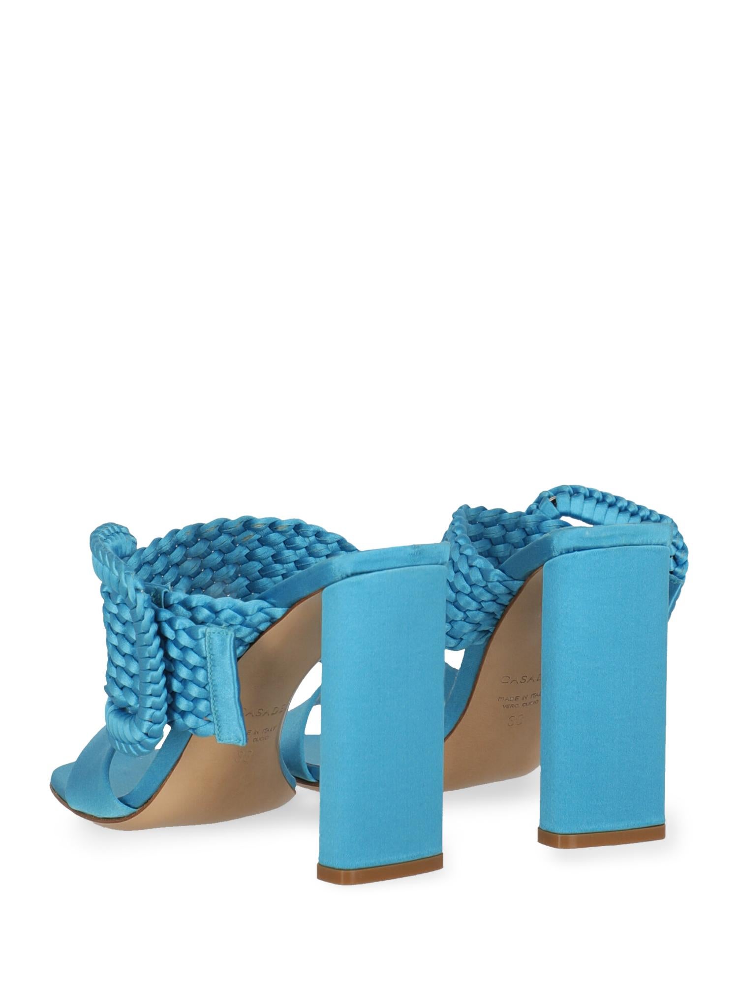 Casadei Women Sandals Blue Fabric EU 38 In Good Condition In Milan, IT