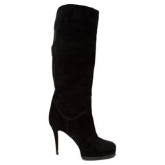 Casadei Women's Black Suede Platform Knee High Boots
