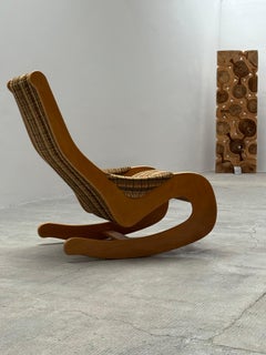 SILLA BALANCÍN CASALA MIDCENTURY MADERA DE HAYA BOUCLÉ, ALEMANIA Años 60