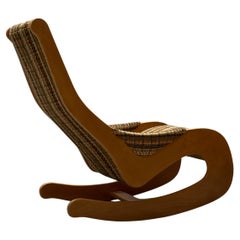 CASALA SEDIA A Dondolo MEDIOEVO BOUCLÉ IN LEGNO DI FAGGIO, GERMANIA Anni '60