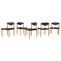 Retro Mid-Century Black & Birch 'Strax' Stacking Chairs by Hartmut Lohmeyer for Casala