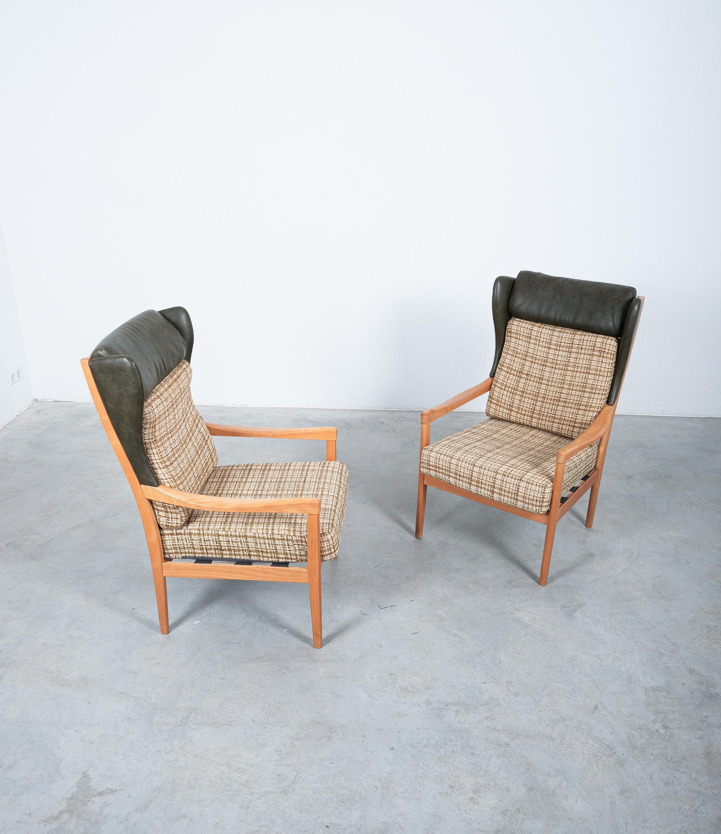 Mid-Century Modern Casala Wood Lounge Armchairs Pair, Germany Mid-Century