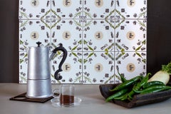 "Casalingo" Tiles, Green Pattern, Made in Italy
