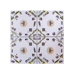 "Casalingo" Tiles, Green Pattern, Made in Italy
