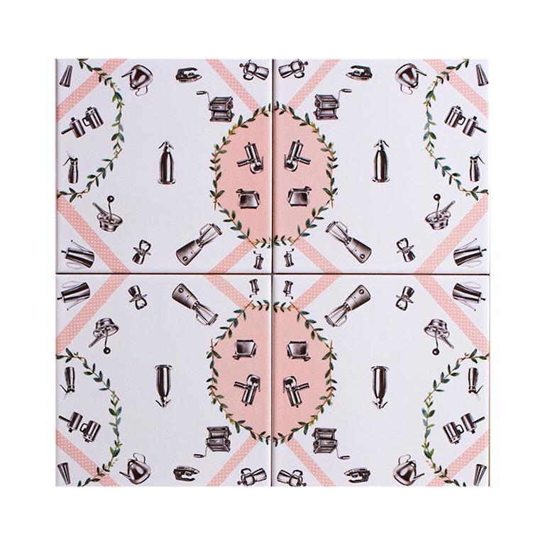 "Casalingo" Tiles, Pink Pattern, Made in Italy For Sale