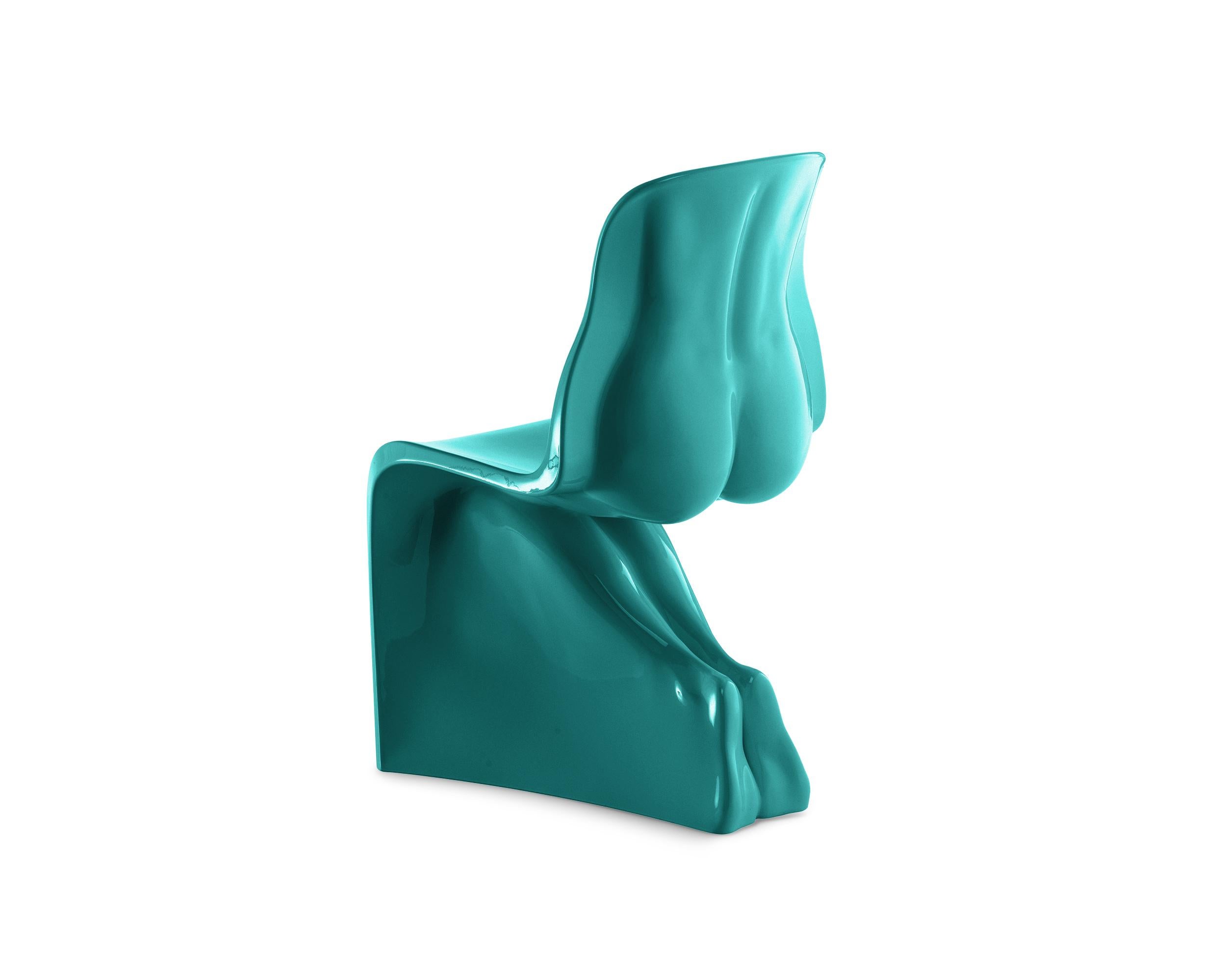 “Him & Her are clearly born from the assumptions of the Panton Chair. They evolve by declining that hermaphroditic model of perfection in the harmony of the two sexes. They adopt sculpted bodies as models of seduction, naked but not ashamed of it”.