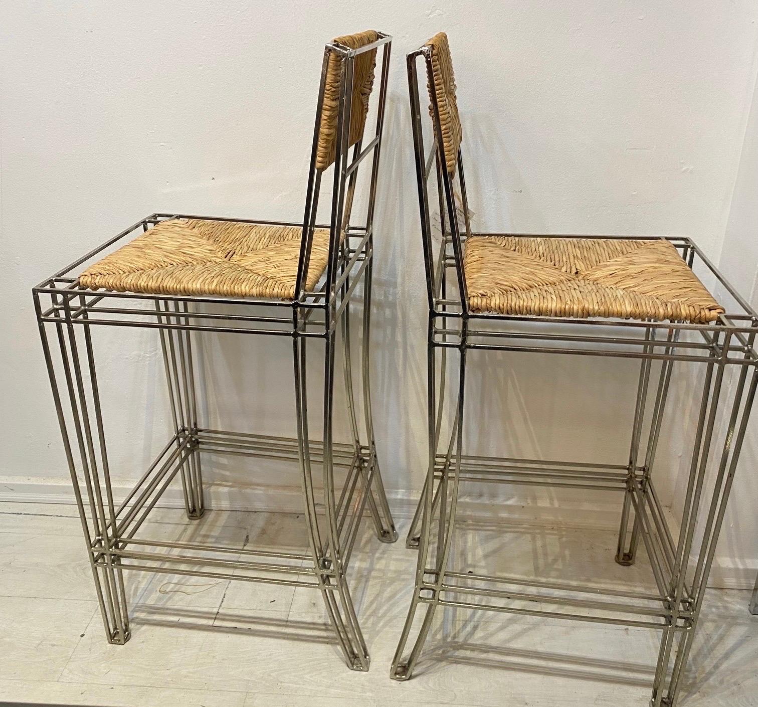 Art Deco Casamidy Nickel Plated Barstools 8 Available  For Sale