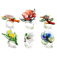 Casarialto Set of 6 Jardin Fleuri Colored Glass Napkin Rings