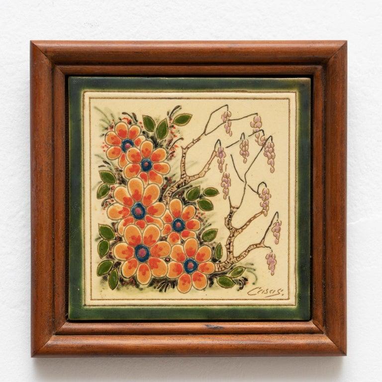 Mid-20th Century Casas Ceramic Hand Painted Artwork, circa 1960 For Sale
