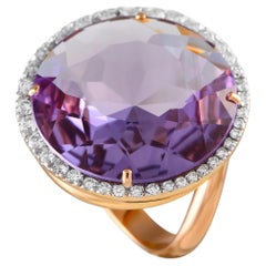 Casato 18K Rose Gold 0.78ct Diamond and Amethyst Ring