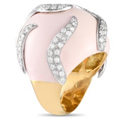 Anello Casato in oro bianco e giallo 18 carati con diamante smaltato da 1,83 carati