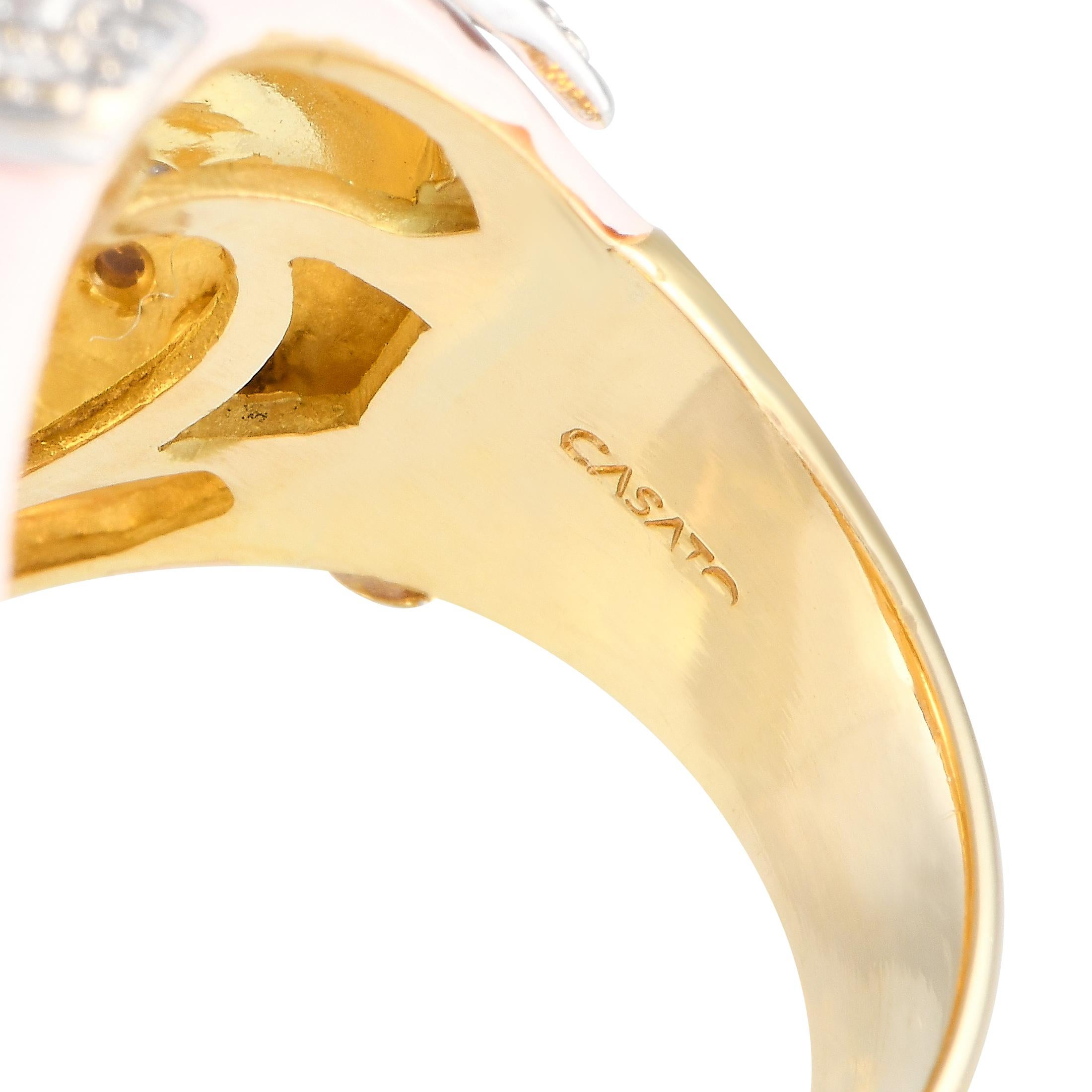 Casato 18K White and Yellow Gold 1.83ct Diamond Enameled Bomb Ring In New Condition In Southampton, PA