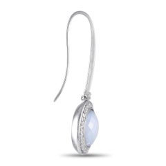 Pendientes Colgantes Casato de Oro Blanco de 18 quilates con Diamantes y Calcedonia de 0,65 ct