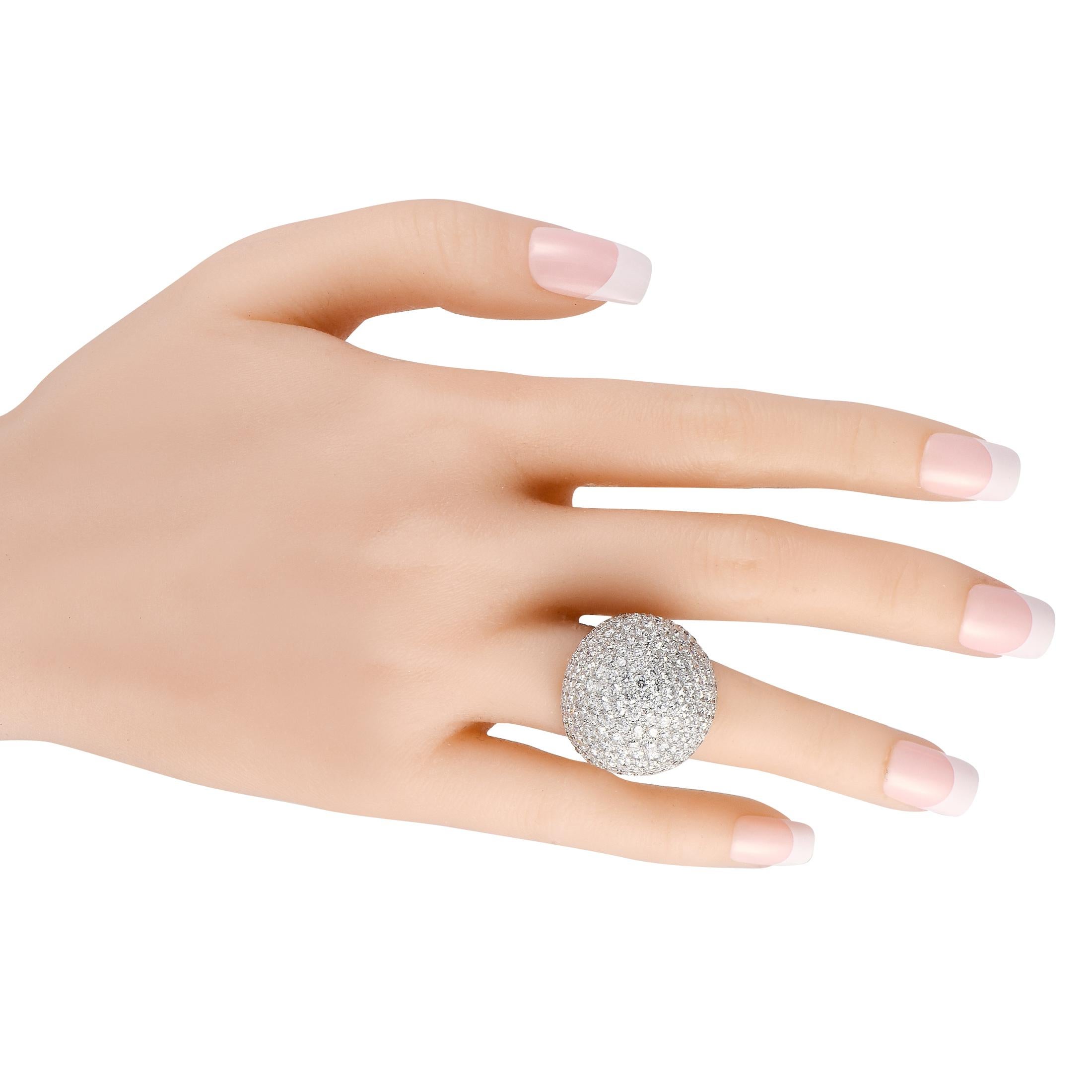 Round Cut Casato 18K White Gold 13.31ct Diamond Dome Ring