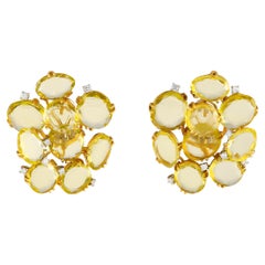 Casato, boucles d'oreilles en or jaune 18 carats, diamants 0,28 carat et quartz