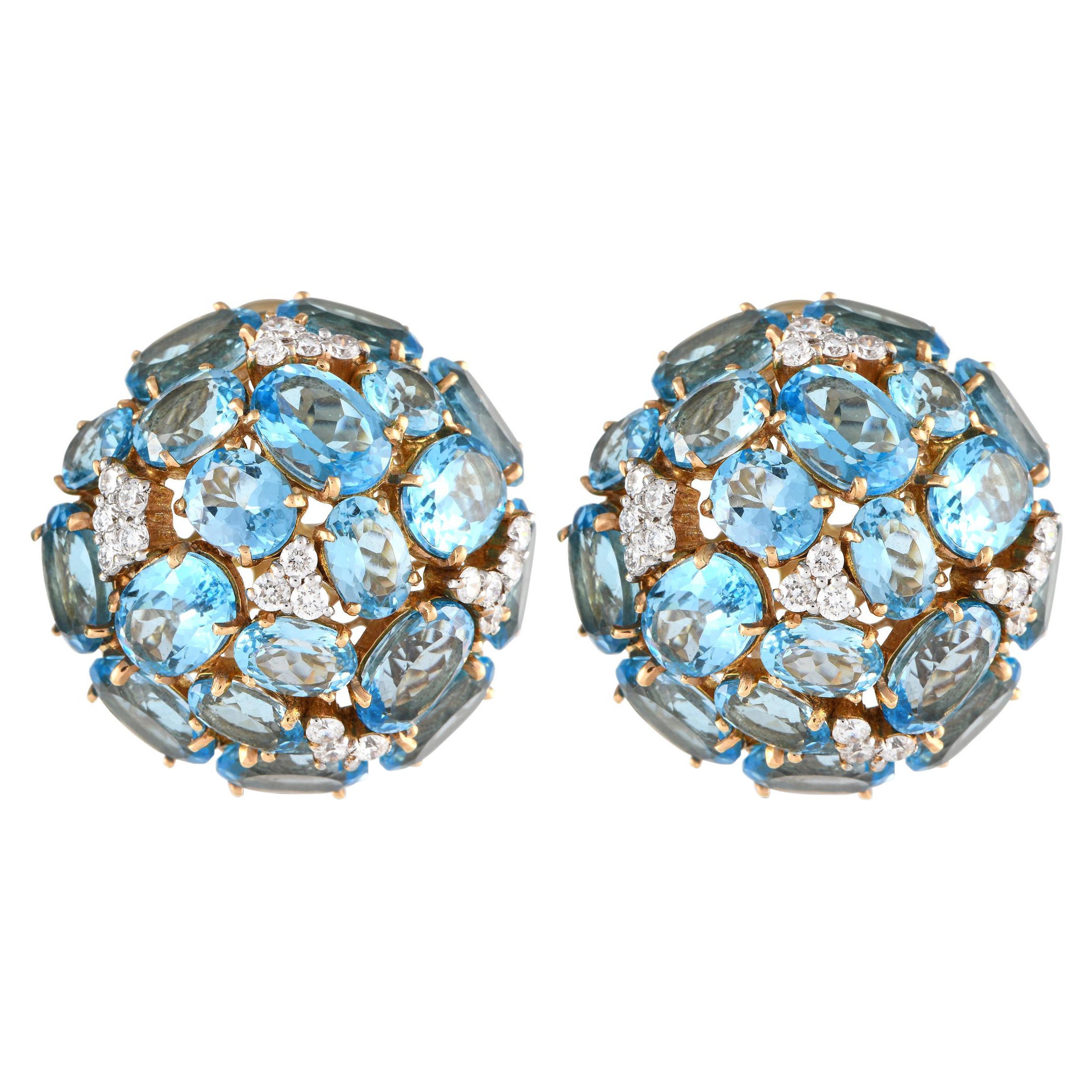 Casato 18K Yellow Gold 0.73ct Diamond and Topaz Earrings