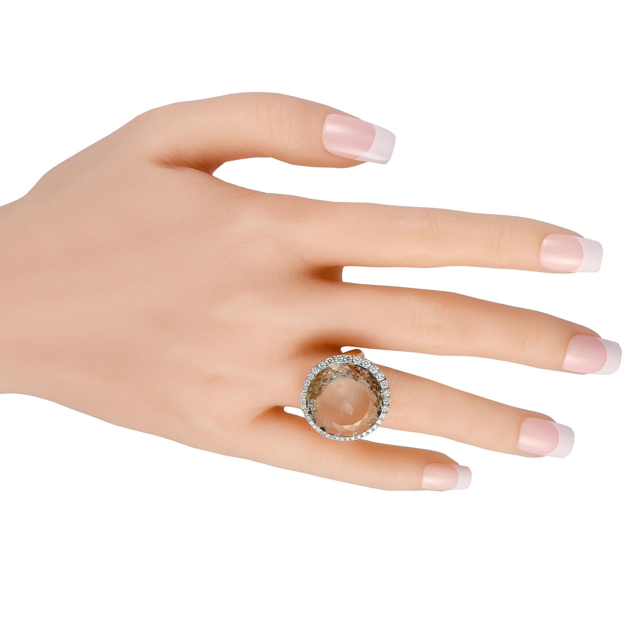 Round Cut Casato 18K Yellow Gold 0.78ct Diamond and Amethyst Ring