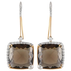 Casato 18K Yellow Gold 0.83ct Diamond and Smokey Quartz Drop Earrings