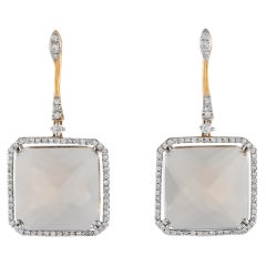 Casato Boucles d'oreilles pendantes en or jaune 18 carats avec 1,10 ct de diamant et quartz fumé