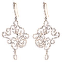 Casato Gioielli 18 Karat Gold Lace Earrings Set with Diamonds