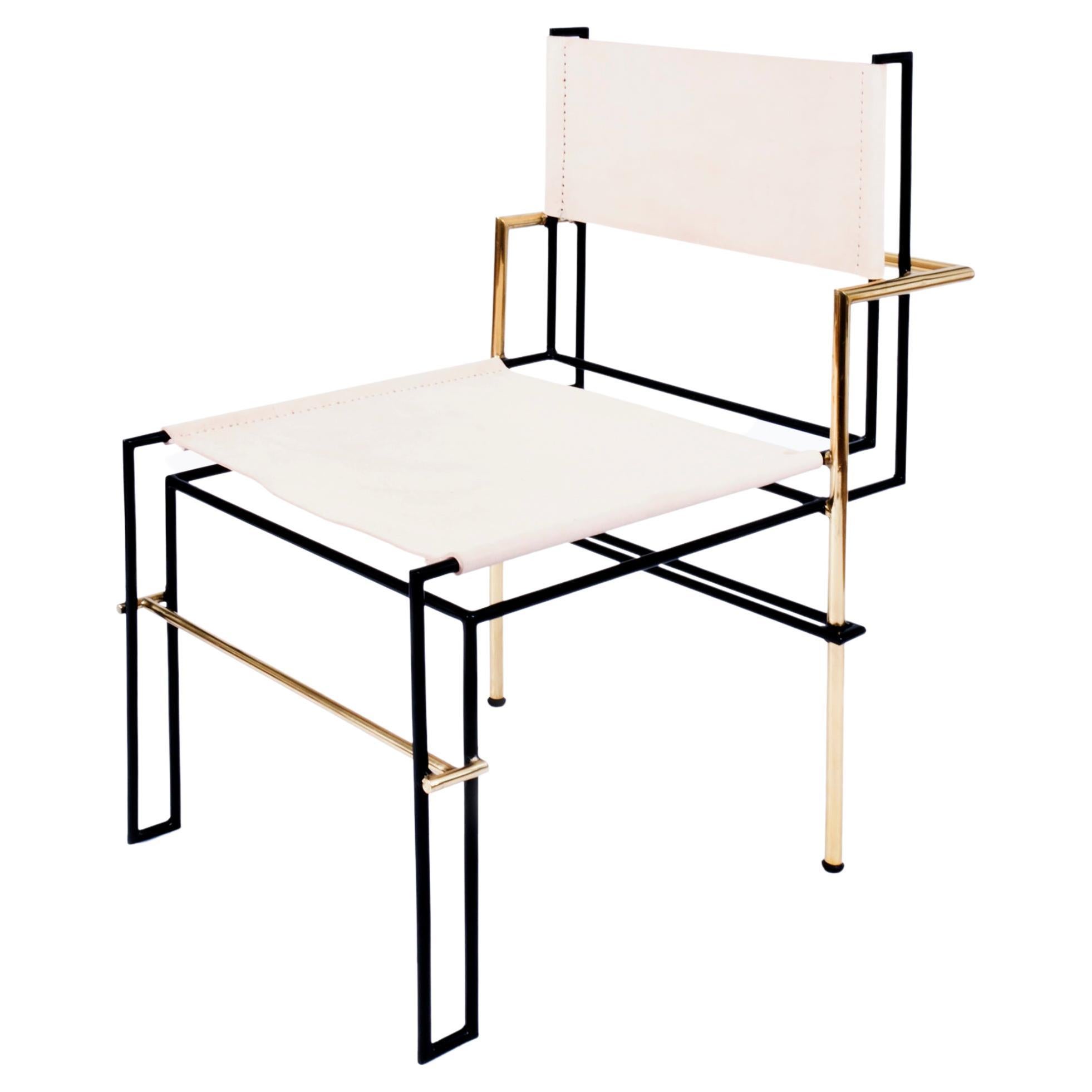 Casbah-Stuhl aus Messing, weiß von Nomade Atelier im Angebot