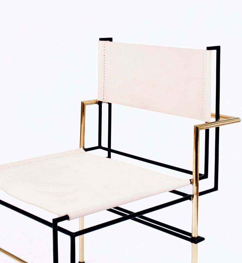 Mexican Casbah Chair in Brass and Vachetta Leather by Nomade Atelier