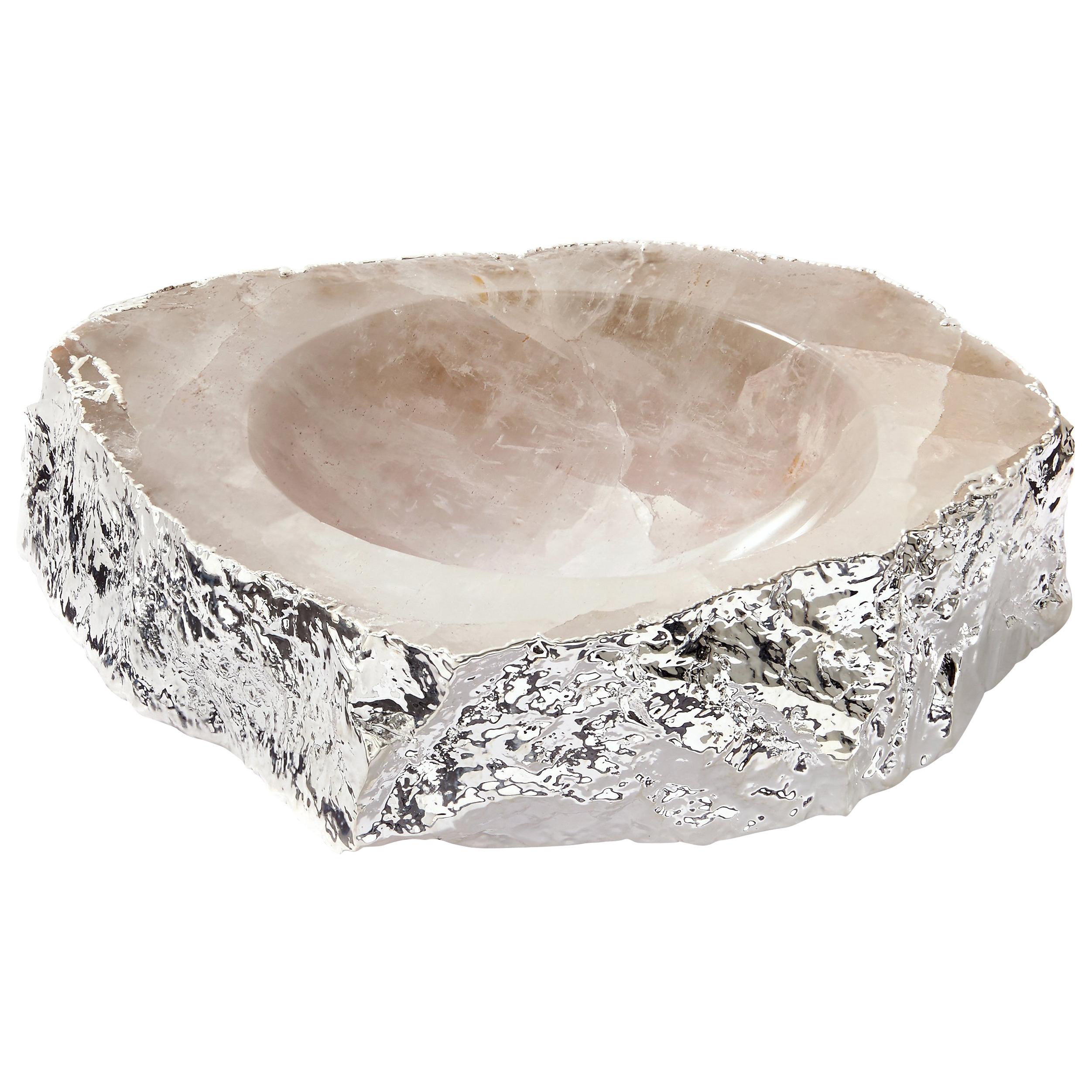 Casca Bowl in Crystal and Pure Silver by ANNA new york For Sale