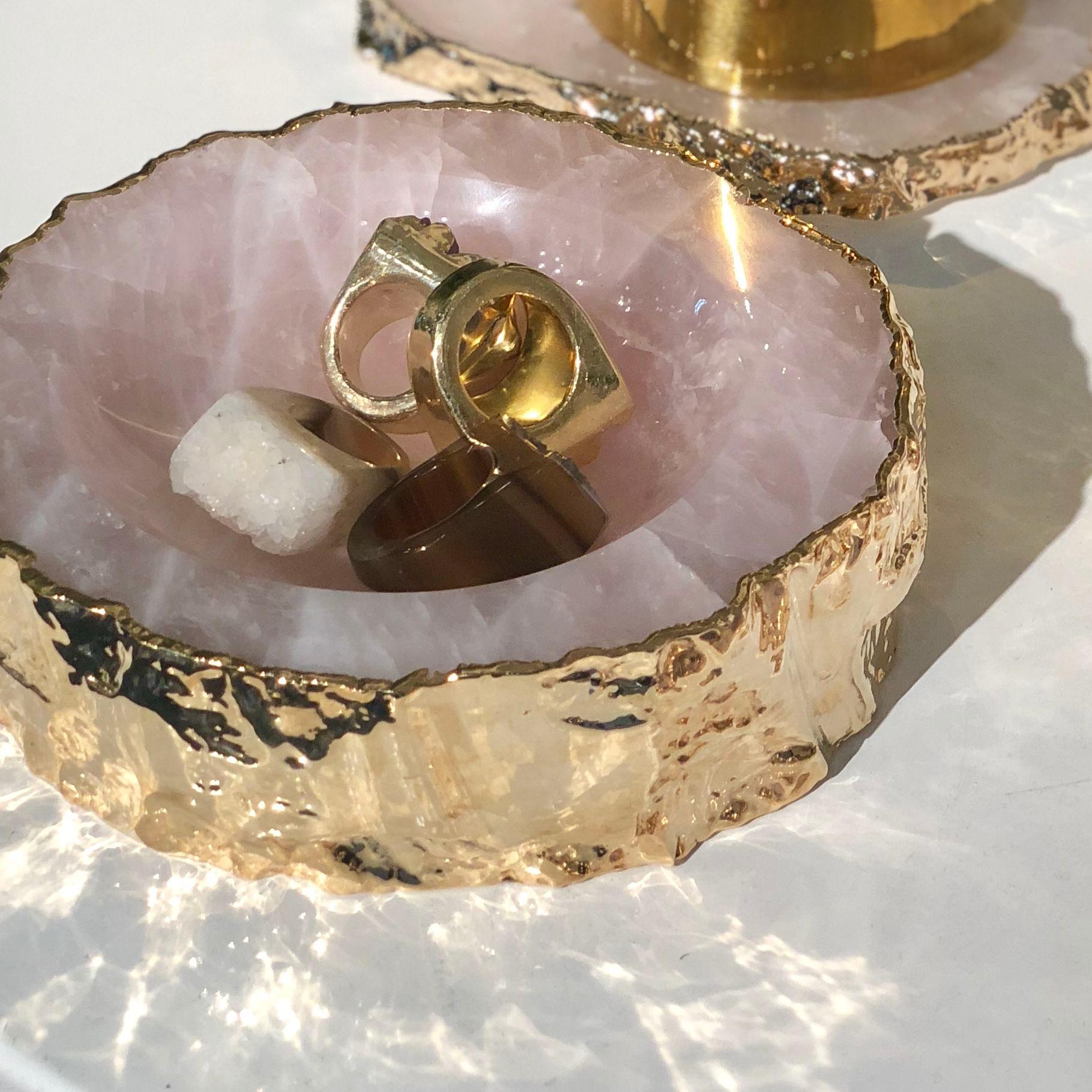 Other Casca Bowl Rose Quartz and Gold by ANNA new york For Sale