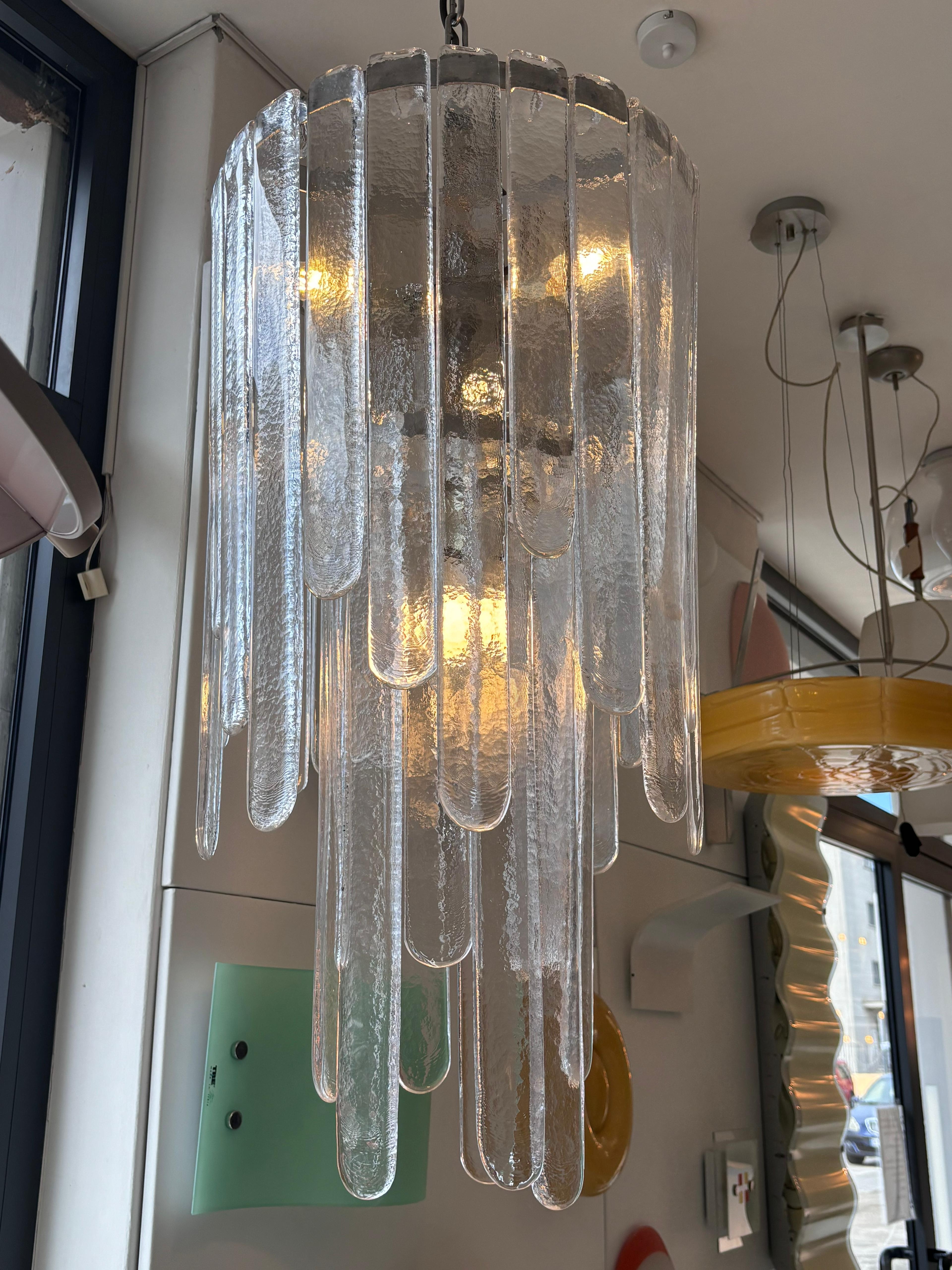 Italian Cascada Carlo Nason Mazzega Murano's Glass Chandelier 1970's