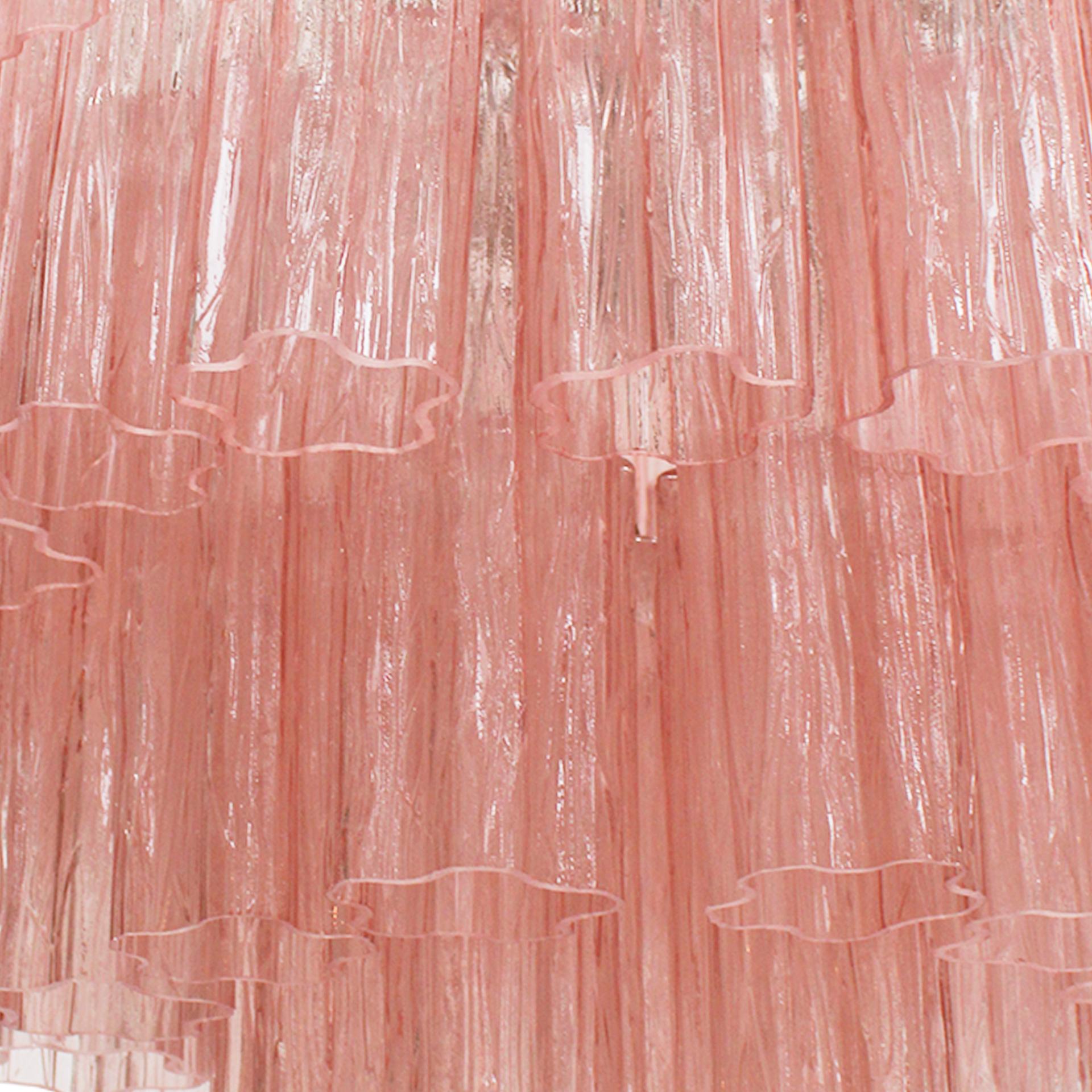 Cascada Suspension Lamp Handcrafted Pink Murano Glass and Brass, Italy In Good Condition For Sale In Madrid, ES