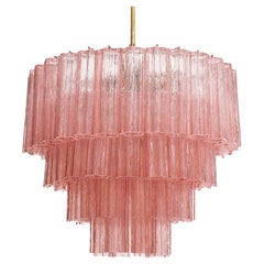 Cascada Hängeleuchte Handcrafted Pink Murano Glas und Messing, Italien