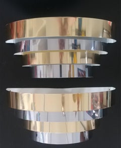 Cascade Brass & Chrome Sconces in the manner of Paul Evans, Offered by La Porte