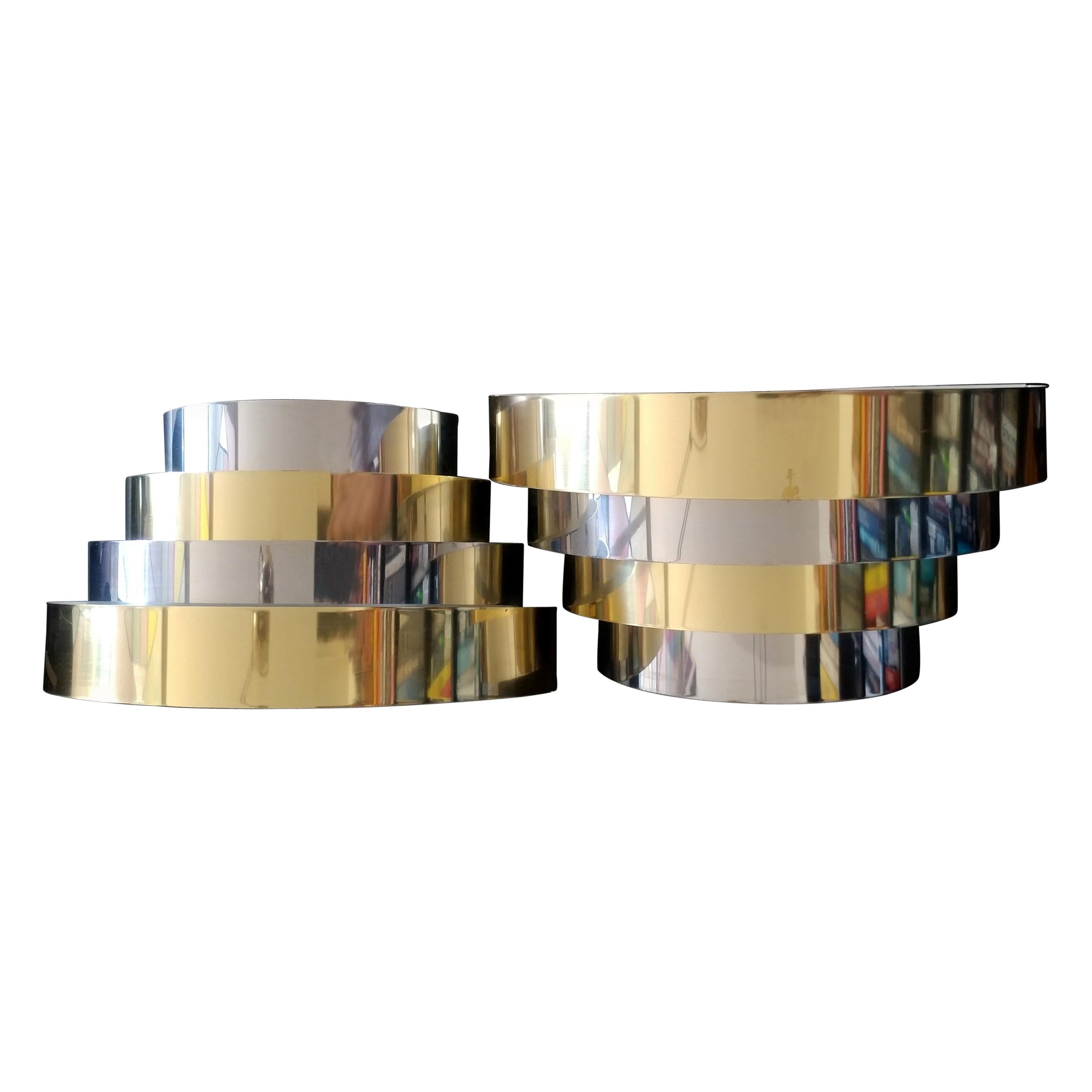 Cascade Brass & Chrome Sconces in the manner of Paul Evans, Offered by La Porte For Sale