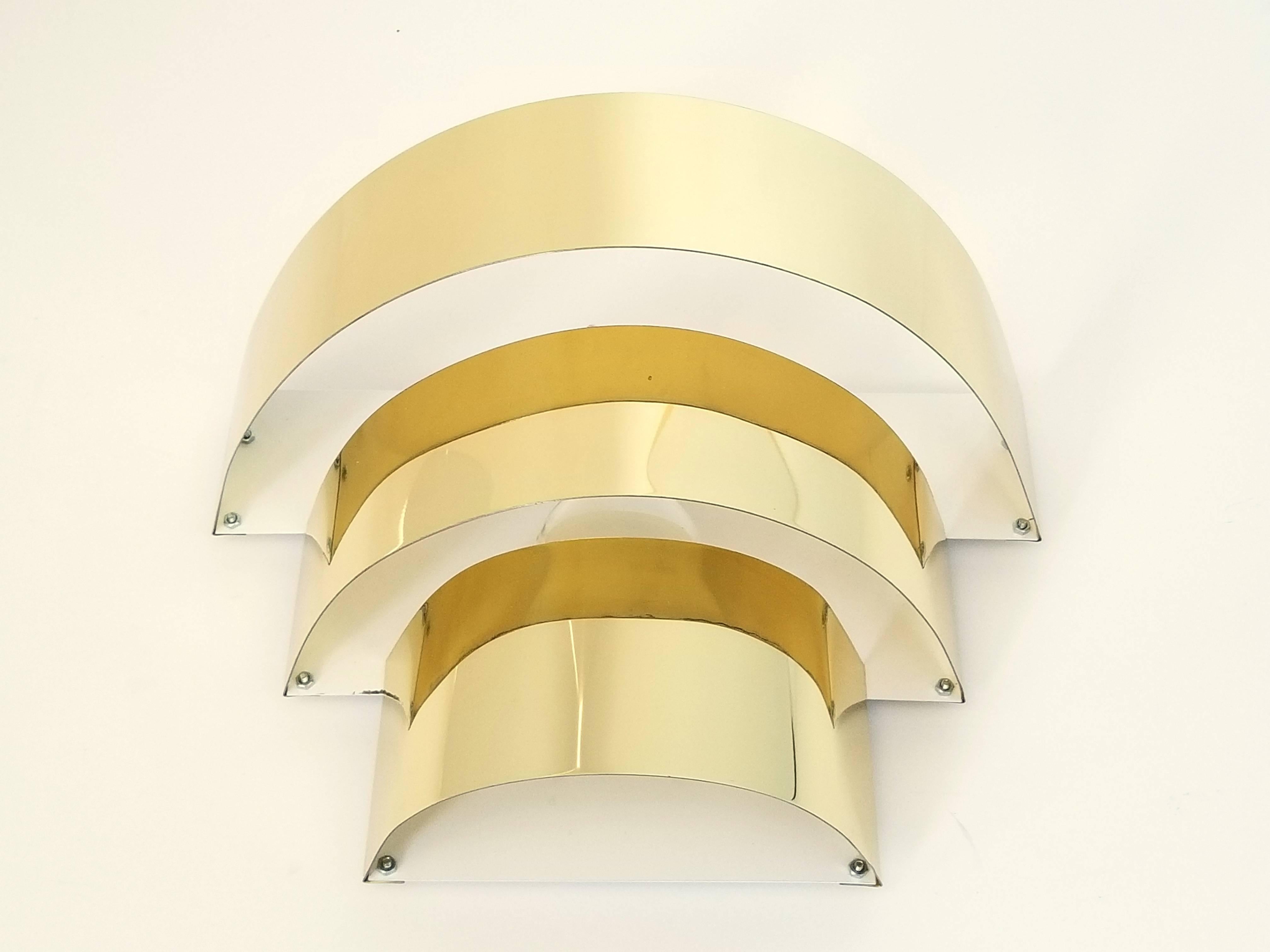 Cascade Brass Plated Wall Sconces 1990s , USA 2