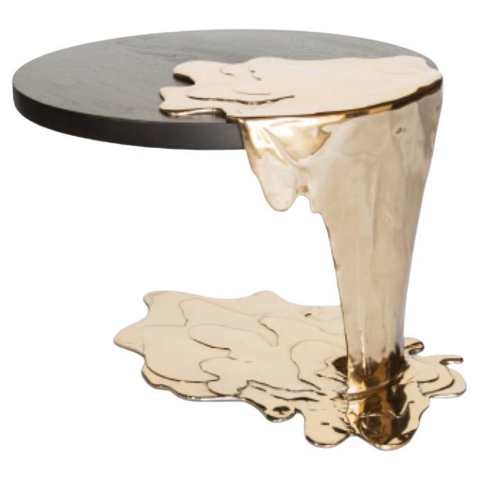 Cascade, Cast Polished Bronze Side Table For Sale