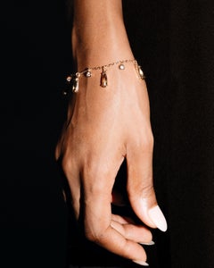 Cascade Champagne Glass Pendant Chain Bracelet in 14K Gold-Filled
