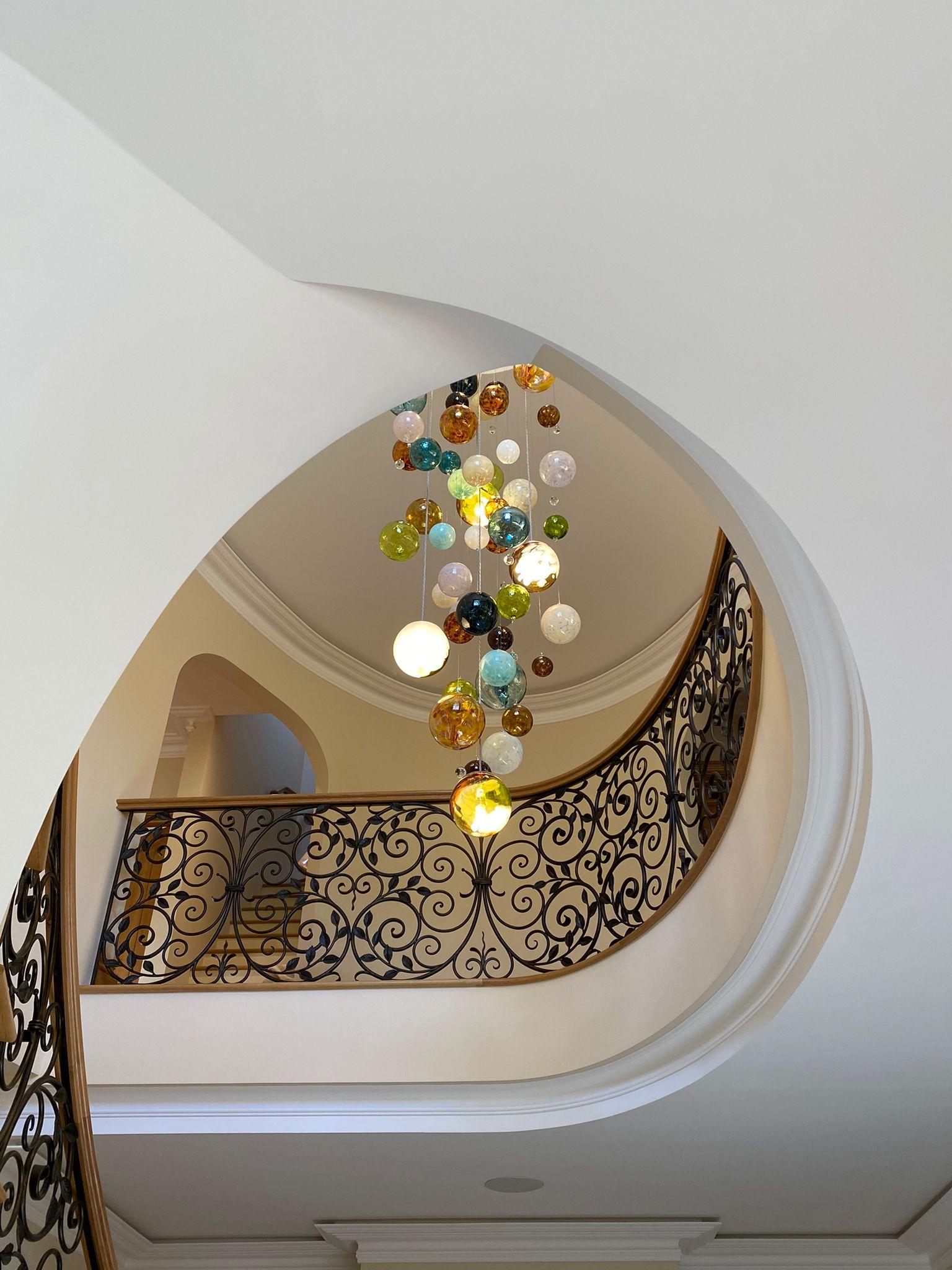 Cascade Chandelier by Roast Featuring over 150 Individually Blown Glass Spheres In New Condition For Sale In London, GB