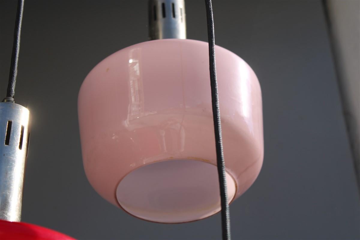 Lámpara de techo Cascada Vistosi Rojo Verde Rosa Años 50 Mediados de siglo Italia en venta 6
