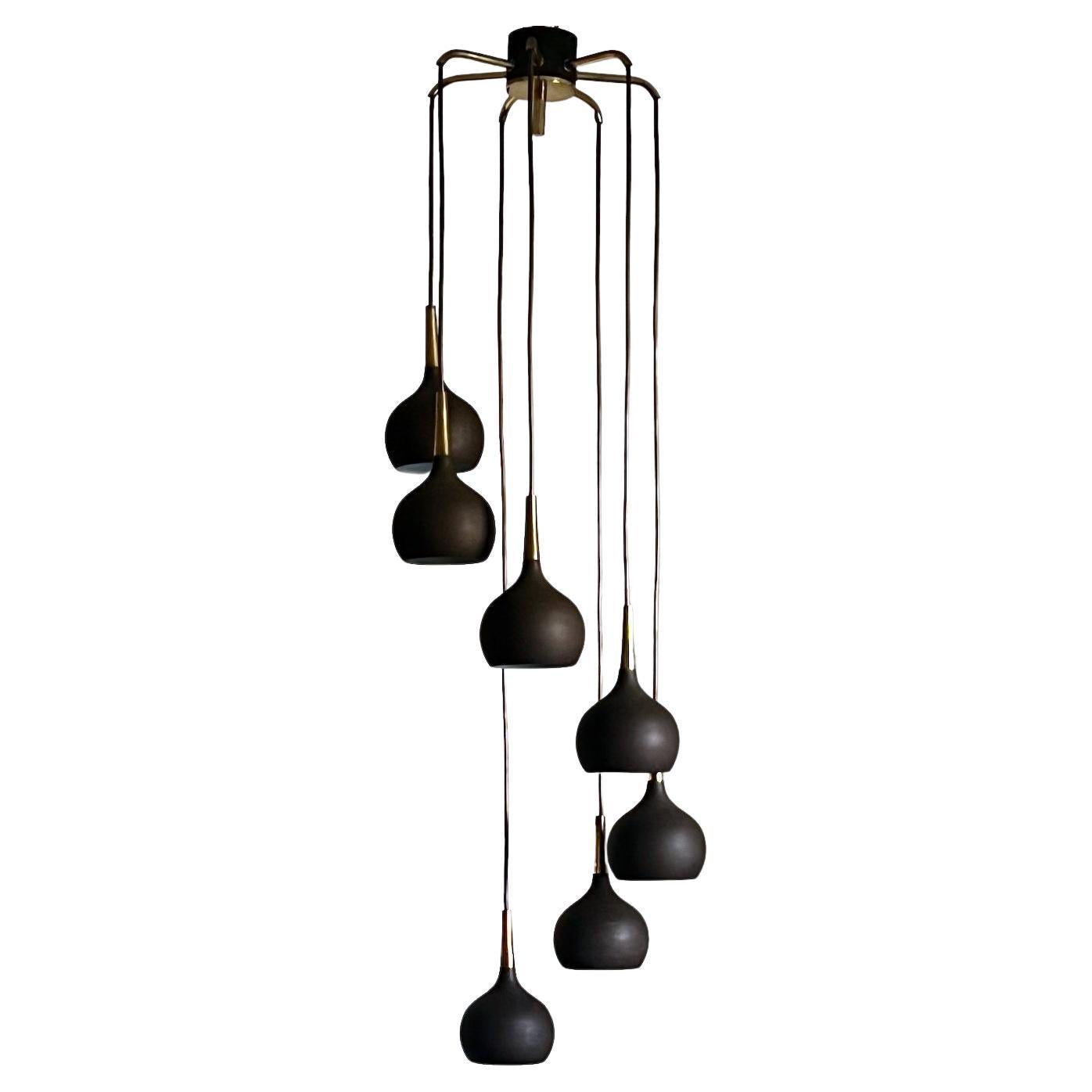 Cascade Chandelier with Brass Details by Hans Agne Jakobsson, Sweden For Sale