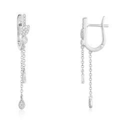 Cascade Charm 14K (or 18k upon request) White Gold Diamond Dangle Chain Earrings