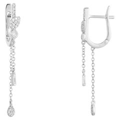 Cascade Charm 14K (or 18k upon request) White Gold Diamond Dangle Chain Earrings