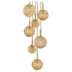 Cascade Fixture with Eight Bubbled Glass Pendants by Helena Tynell, Germany 1970